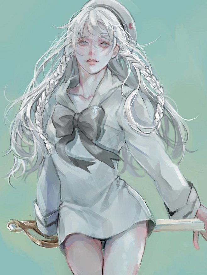 白发厚涂少女