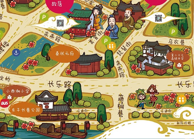 cn 原创作品:南京夫子庙手绘地图   zcool.com.cn