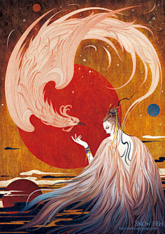com中国古代神话传说嫦娥奔月女娲补天传统手绘插画psd海报设计素材