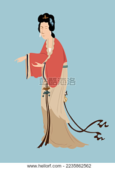 com 美女矢量人物插画站姿古代飘逸传承仕女 - 图片素材 - 站酷海洛