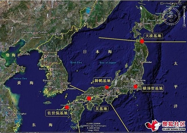 com 日本主要海军基地和负责的海上方面示意图------ 日本海军重要的