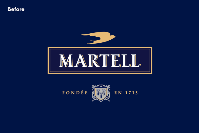 世界知名酒品牌马爹利martell换新logo和包装啦重新绘制了燕子和盾徽