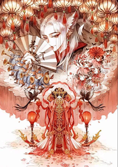 com 唯美古风《半面妆》插画,有些容颜望一眼就终身思念包括她对画面