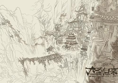 中国风黑白插画