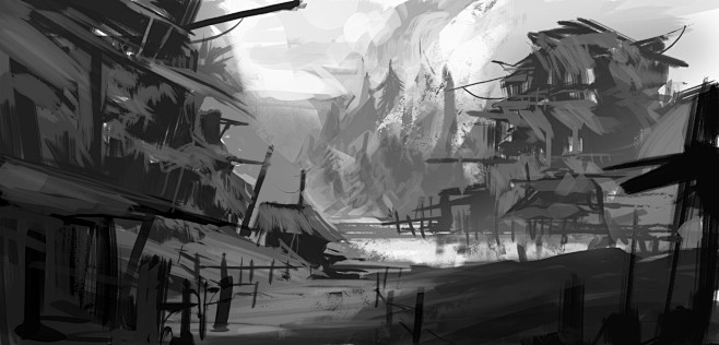 伊绘【cg阿弥】采集到场景-黑白氛围