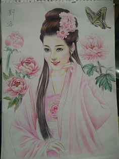 插画 绘画作品 古装美女 手绘古典美女 古风