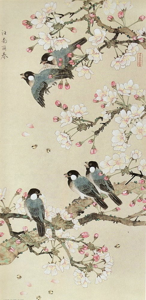 唯美的花鸟鱼工笔画鸟