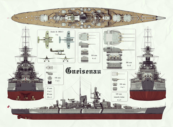 格奈森瑙号gneisenau战列巡洋舰brbattleshipgneisenauaavoteder