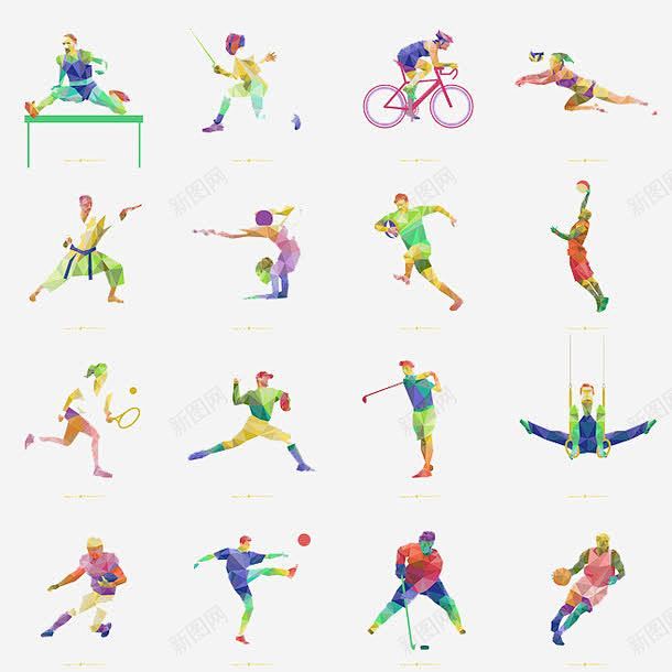 奥运会项目棒球比赛篮球羽毛球自行车足球跨栏运动里约奥运会元素免抠