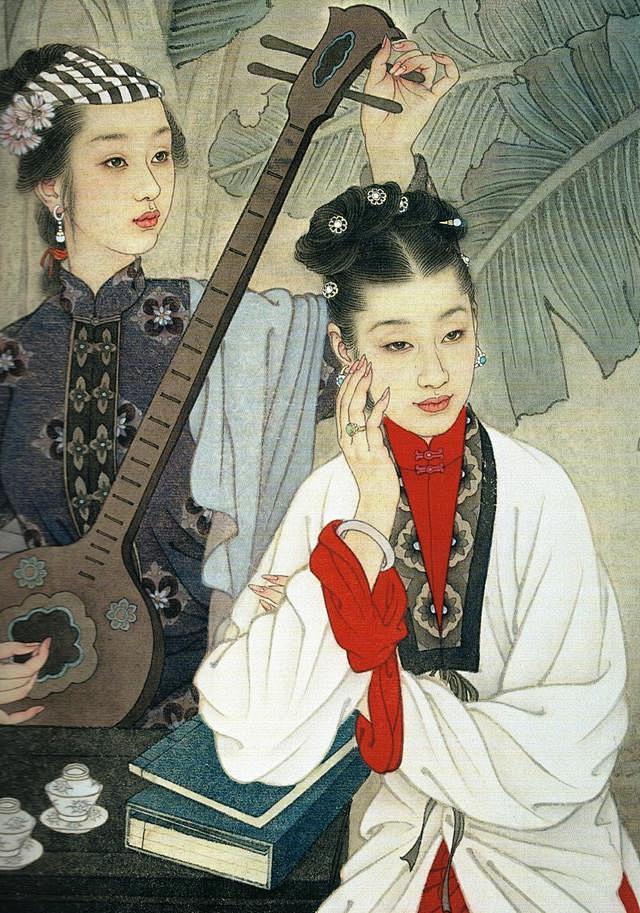 著名国画家连环画家画坛伉俪赵国经和王美芳的工笔仕女画