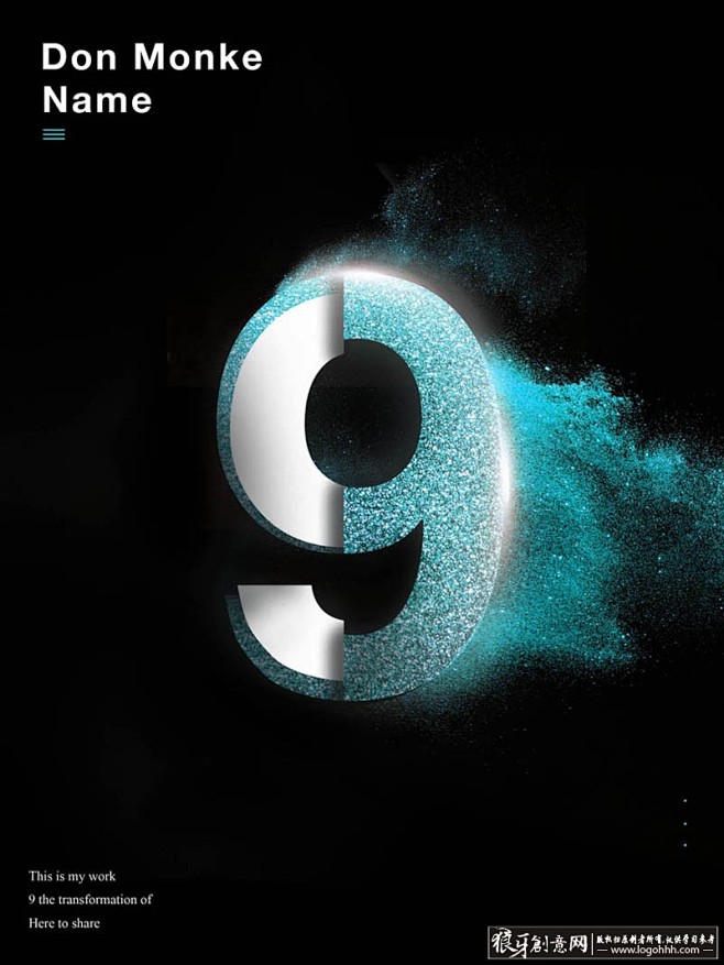 酷炫艺术字设计,特效字体模板 9号数字号码 蓝色创意字体海报 #logo