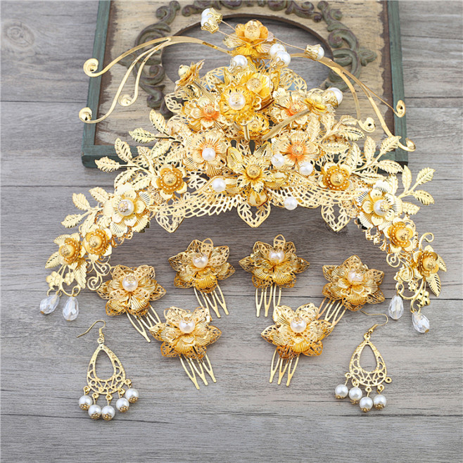 中式新娘凤冠锦绣未央同款古装头饰九公主拓跋