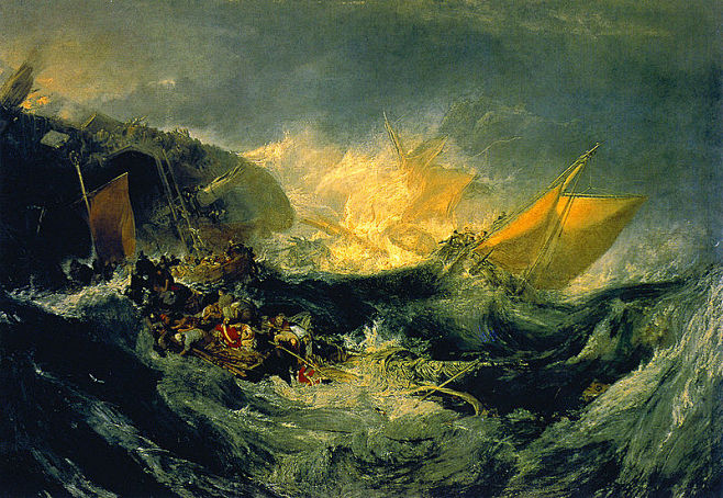 威廉透纳风景油画作品米诺陶战舰的倾覆欣赏