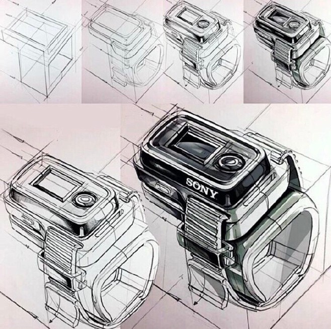 早安在南端采集到手绘图 产品设计结构手绘画法.