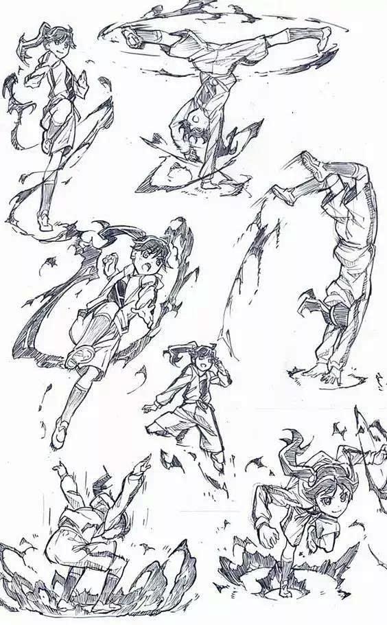画人物千万少不了这些1000武打动作姿势给你蓝铅笔约课学画就是快