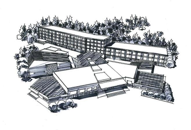 建筑手绘鸟瞰图用时45小时图幅a3又一张灰调子的建筑空间手绘马克笔