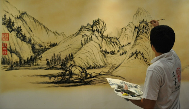 net 二十四孝子图_24孝子图_手绘墙绘图片素材_国画_华彩艺术网