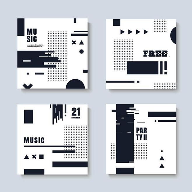 【矢量可下载】国外时尚几何图形排列布局创意