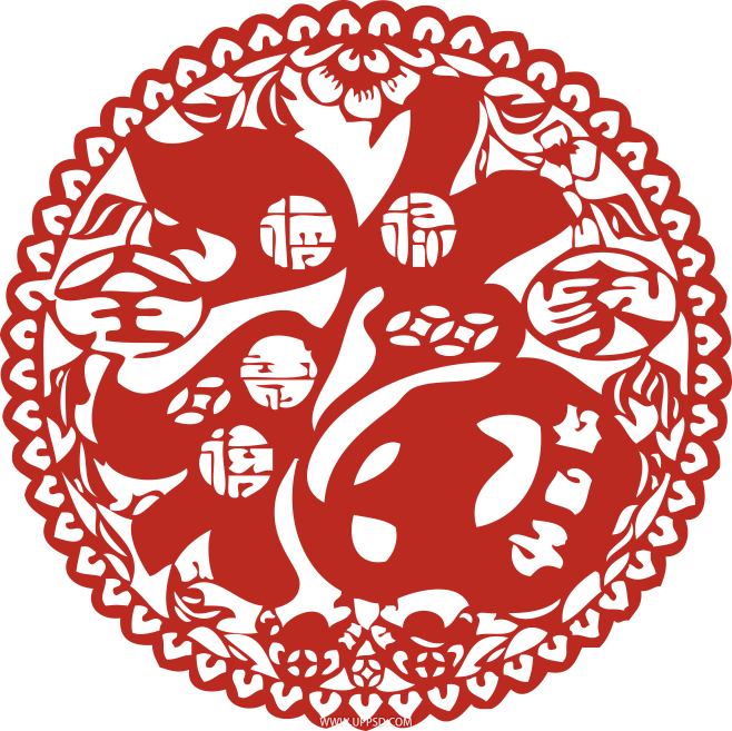 春节福字剪纸png