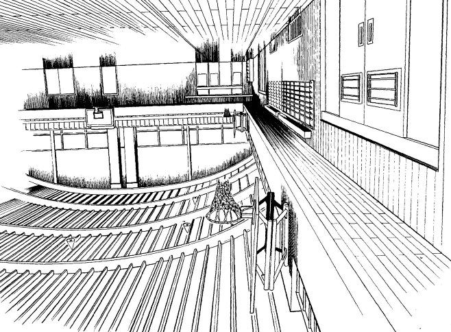 现代建筑场景线稿图片黑白cg二次元漫画背景参考城市街道背景线条