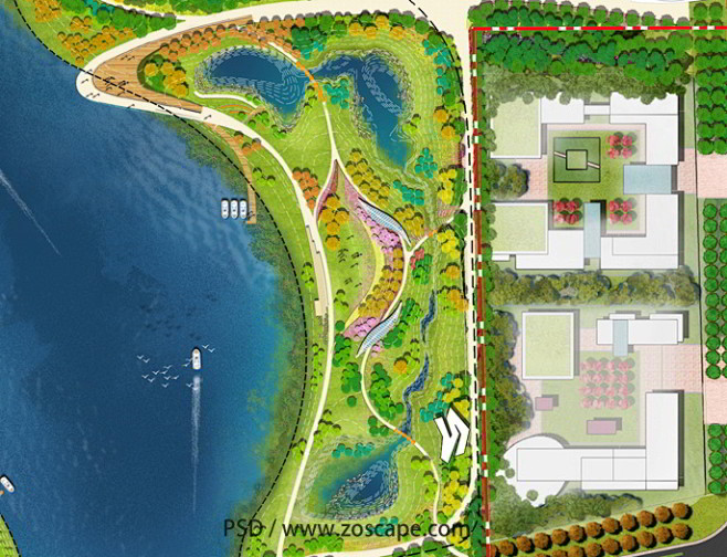 com 开发区滨水滨江公园-雨水花园-阳光草坪psd平面图_psd彩平_zos