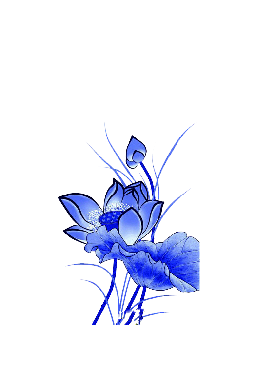 png免抠蓝色牡丹花素材手绘工笔水墨illustration