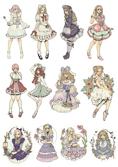 com 【未裁剪】手帐贴纸复古可爱手绘女孩少女系列 半透明硫酸纸多款