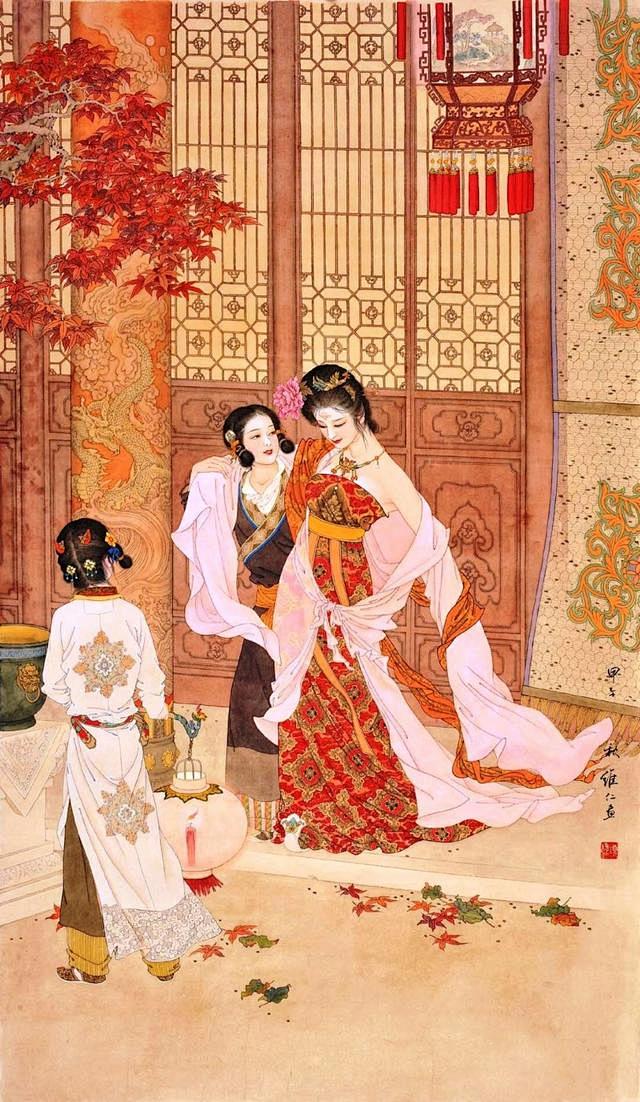 著名国画家连环画家项维仁和他的工笔重彩仕女画