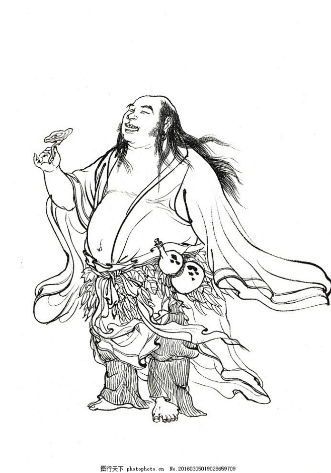 西游记 赤脚大仙 神仙 神话传说 白描人物 西游
