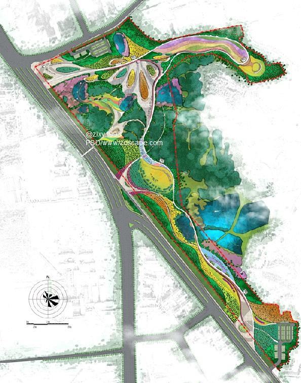 ecopark滨江生态公园景观规划设计总平面图psdpsd彩平zoscape园林景观