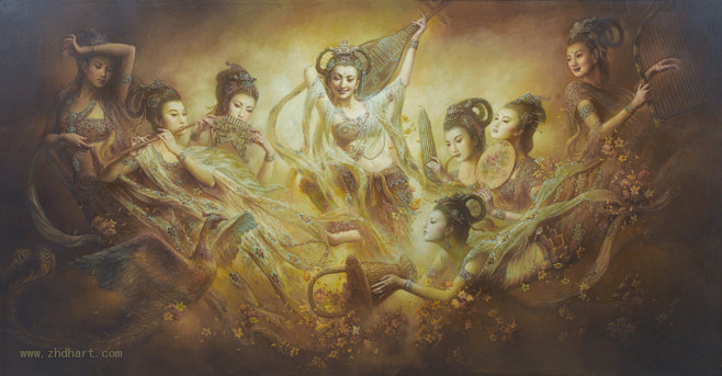 曾浩敦煌飞天油画1