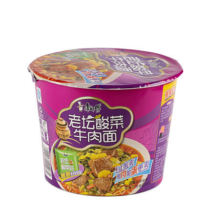 com 康师傅老坛酸菜牛肉面121g 桶装速食泡面方便面 特产休闲零食品-t