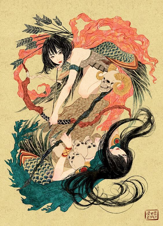 国潮浮世绘插画创意复古古典中国风日系传统文化衍生参考