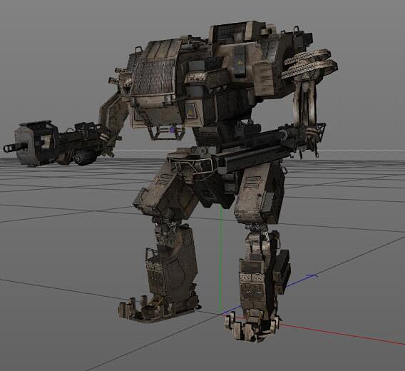 c4d机甲战争射击游戏科幻机器人战斗武器3d模型设计素材5