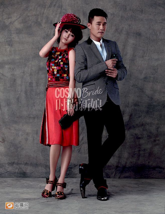 杜淳和姚笛近日为《时尚新娘》拍摄一组礼服婚