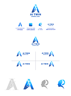 cn aitwin科技ai人工智能logo设计方案光头虎|平面|标志|光头虎