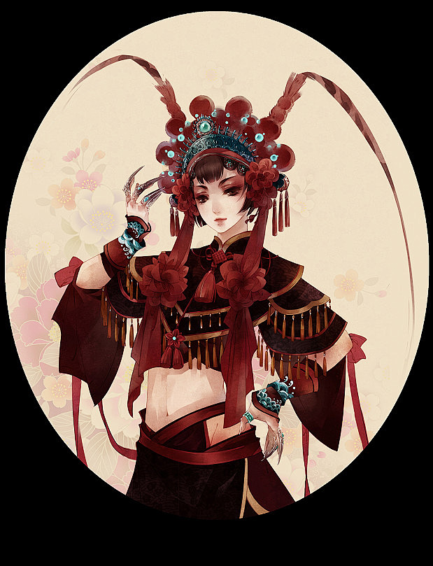 动漫插画戏子
