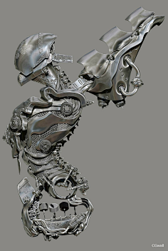 游戏原画网站_3d模型金属贴图躯干图 暂时鱼采集到科技感,未来,机械
