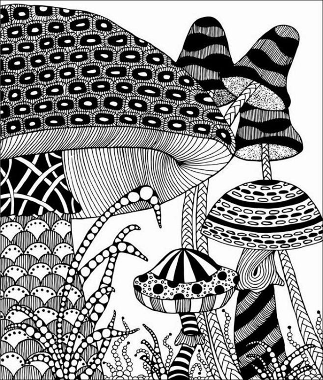 蘑菇黑白装饰画