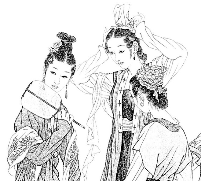 com 赵国经 王美芳 《人间四月天》_国画 熟宣白描稿_高仿国画作品