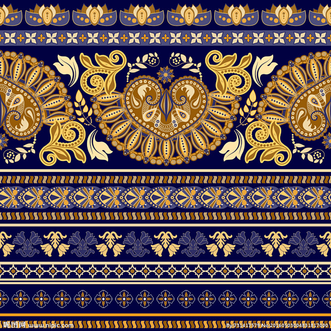异国风情图案 古典花纹图案 古典装饰花纹 蓝色复古纹样 少数民族装饰