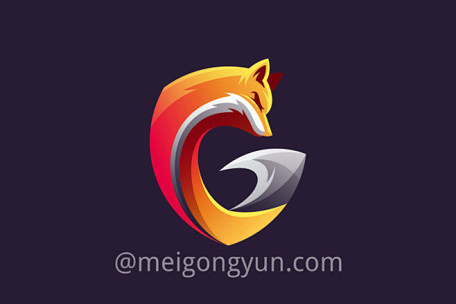 狐狸渐变多彩动物logo商标矢量素材logoillustrationgradientcolorful