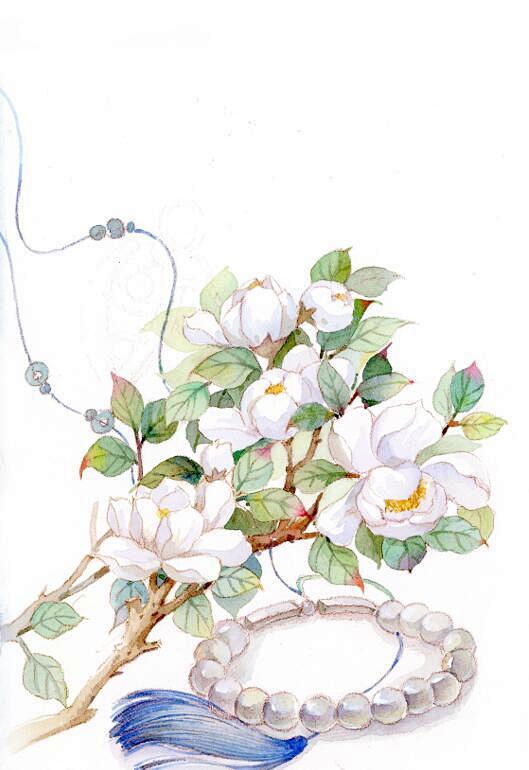 古风水彩素材作者猫耳插画