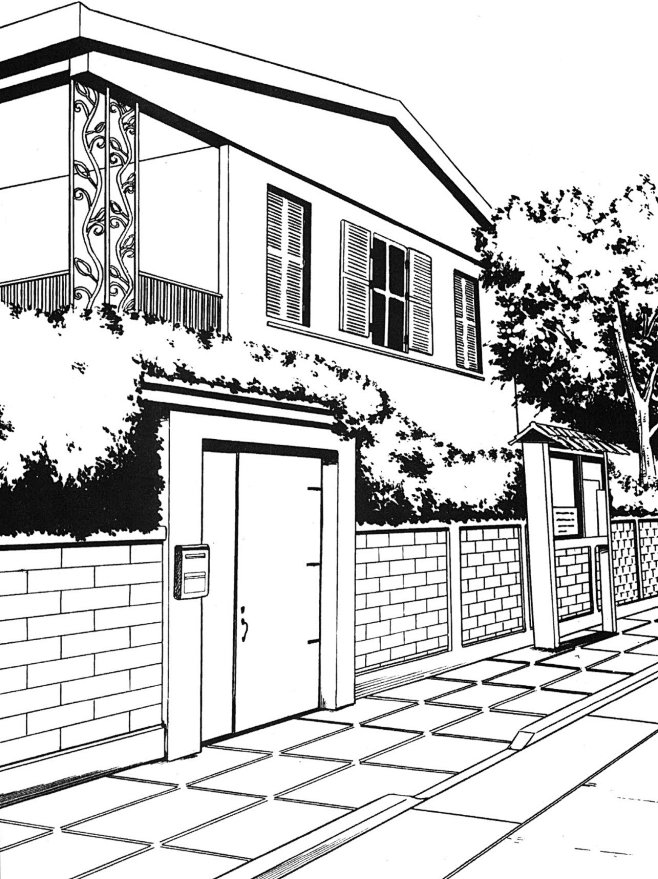 现代建筑场景线稿图片 黑白cg二次元漫画背景参考城市街道背景线条
