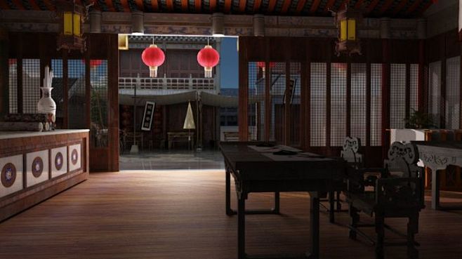 一个古代店铺的室内场景灯光材质齐全cg模型网cgmodel专注cg模型