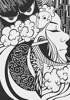 fairy奥利奥和巧丝的箴言采集到人物装饰画采集鹿 (卡牌)#插画# #黑白