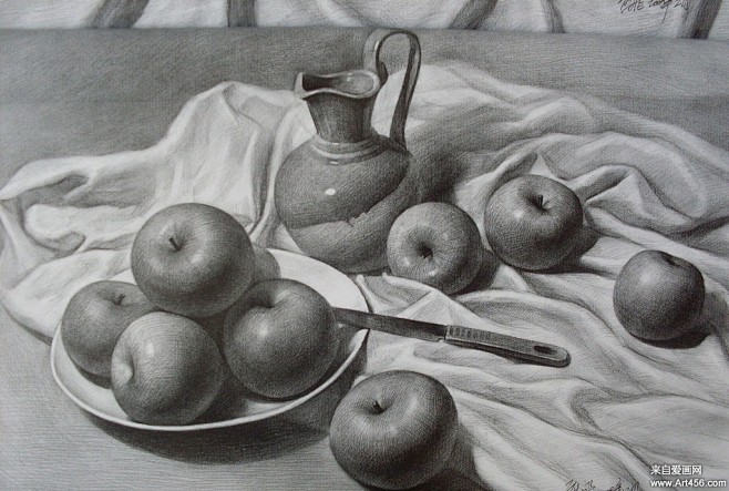 写实素描组合静物作品欣赏素描作品爱画网