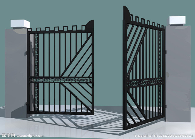 铁艺门铁艺围栏大门设计3d效果图表现qq371943712