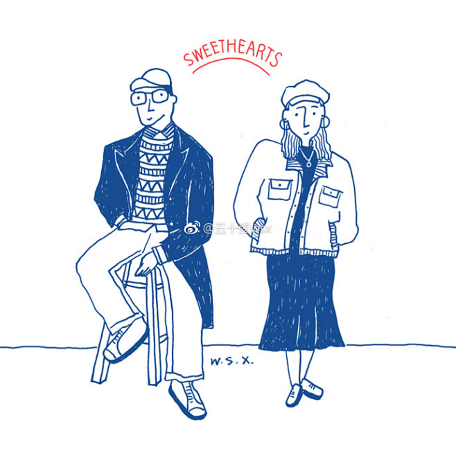 一组简单线条人物全身画,可用做手账简笔画!vi