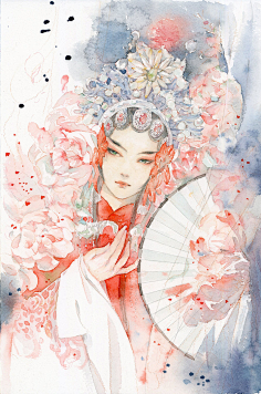 com 蝶衣-猫君大白_50138_猫君,插图,古风,蝶衣,水彩,手绘_涂鸦王国